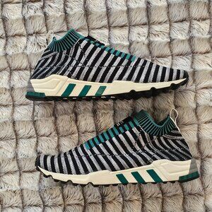 ADIDAS Men's EQT Support SK Originals Primeknit Slip Ons Black Green Grey